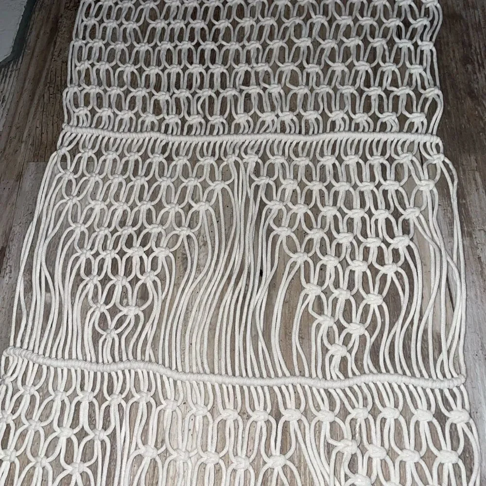 NEW OPALHOUSE MACRAME table runner 15 x 104